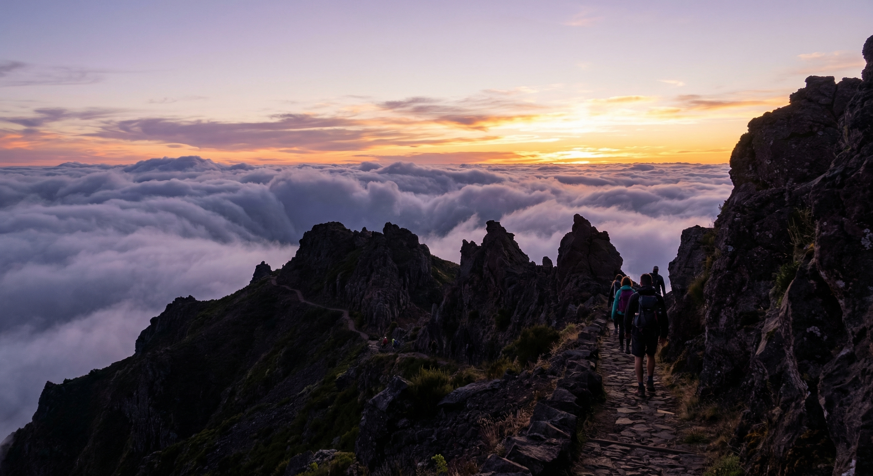 PR1 trail Pico do Arieiro ridge walk above clouds