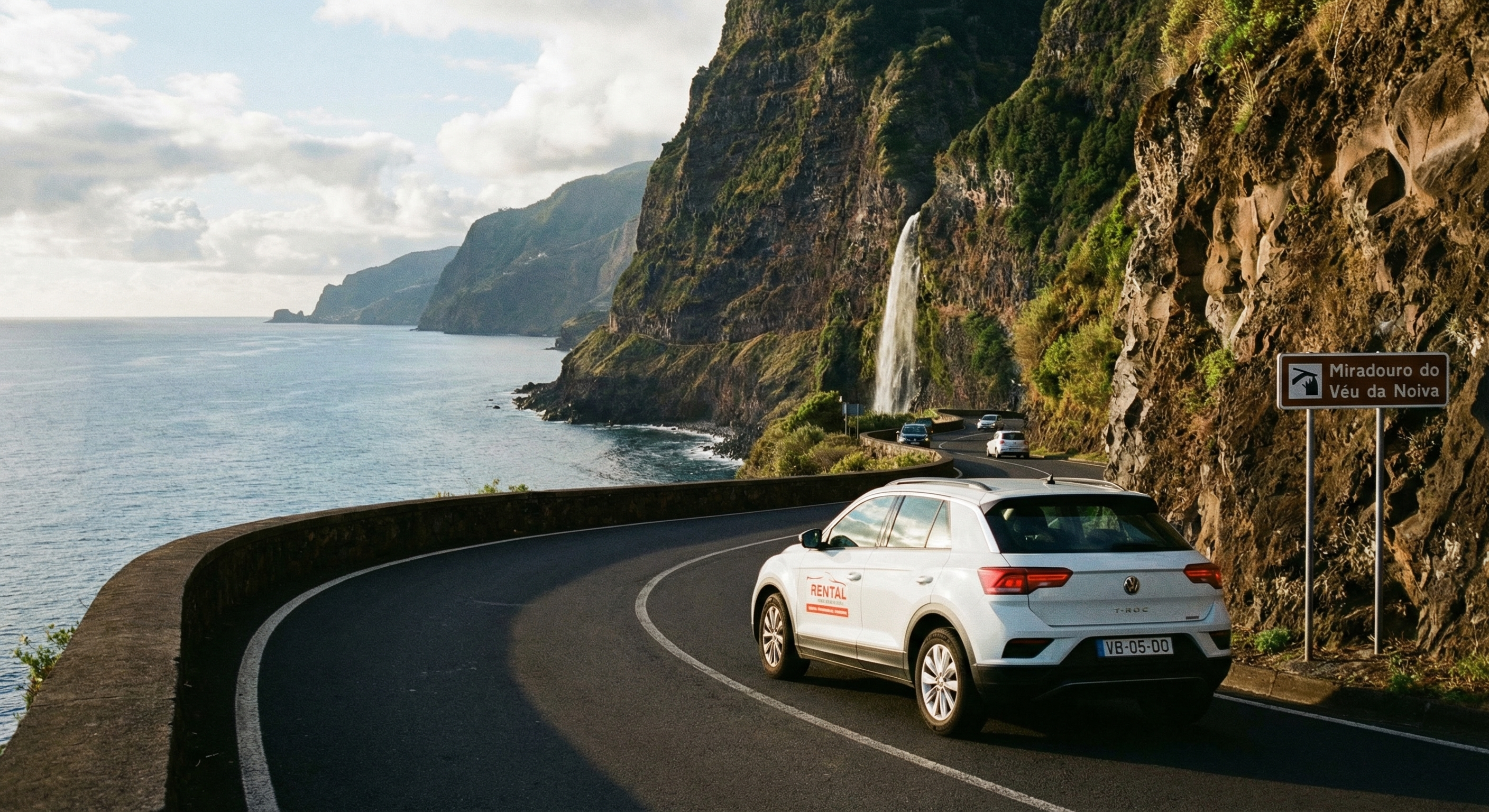 Driving scenic coastal road Madeira
