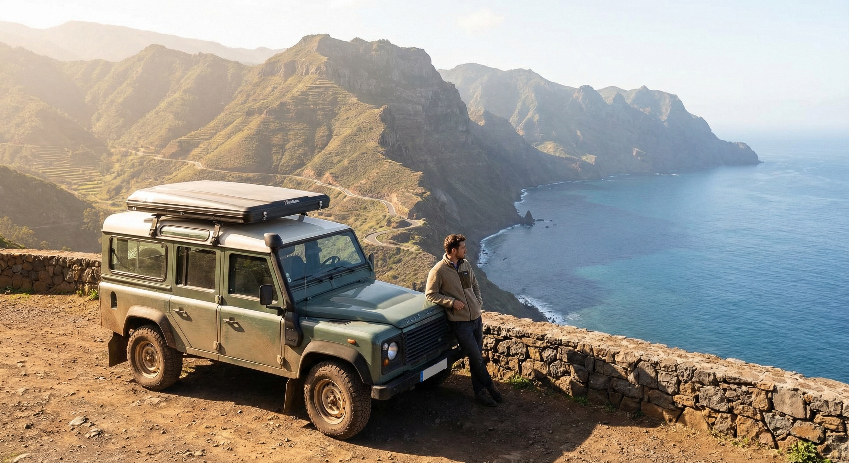 Car parked at Madeira viewpoint scenic