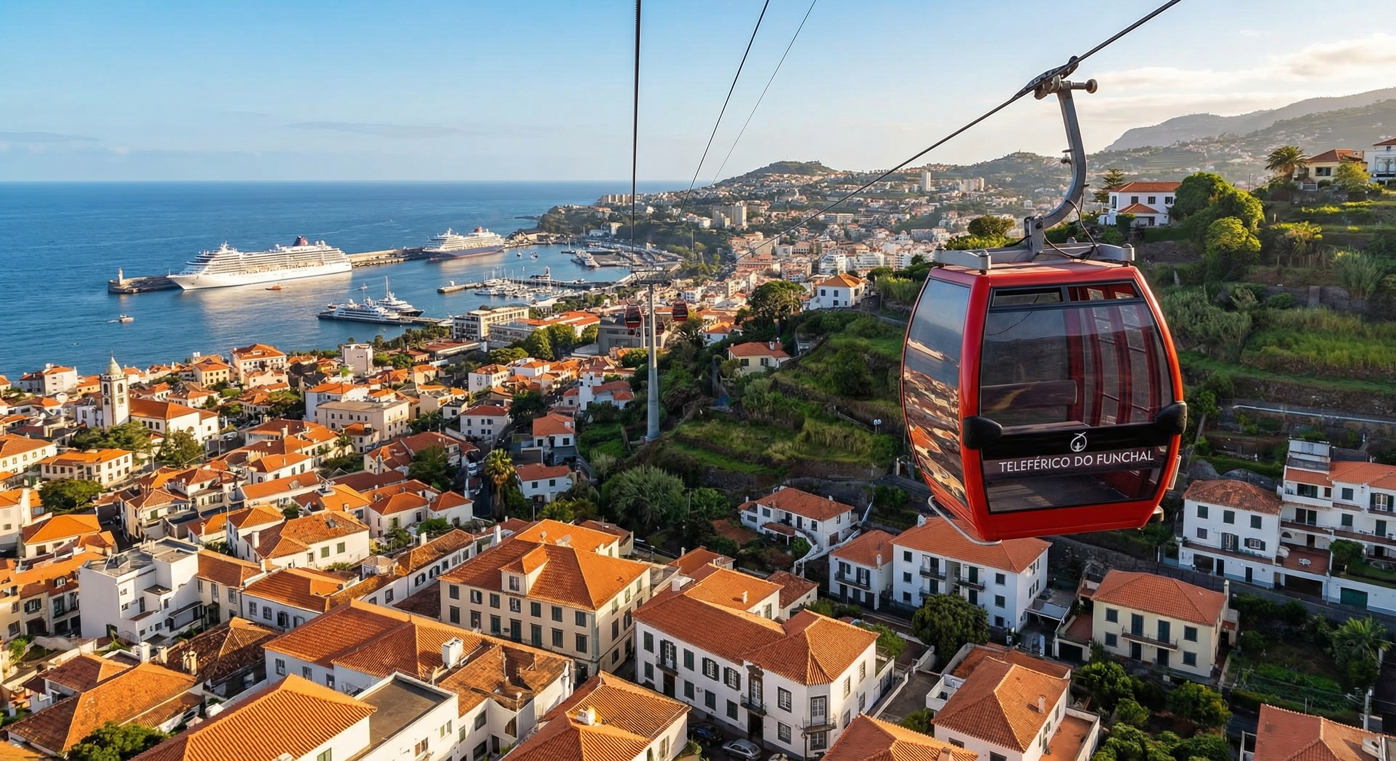 Funchal cable car Monte scenic aerial view