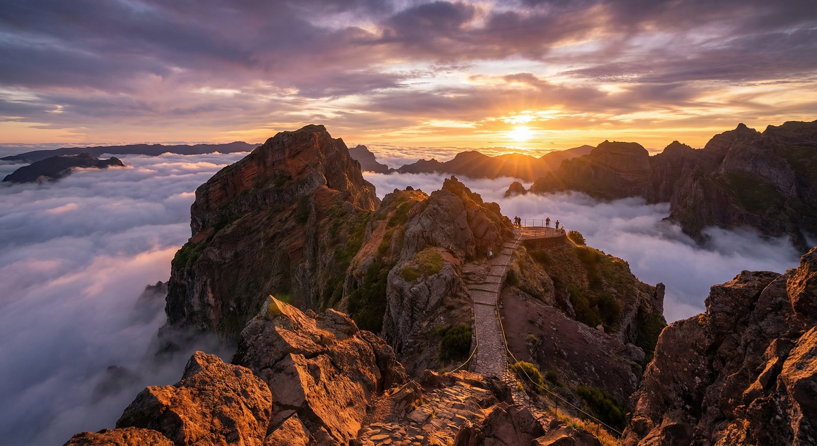 Pico do Arieiro summit at golden hour