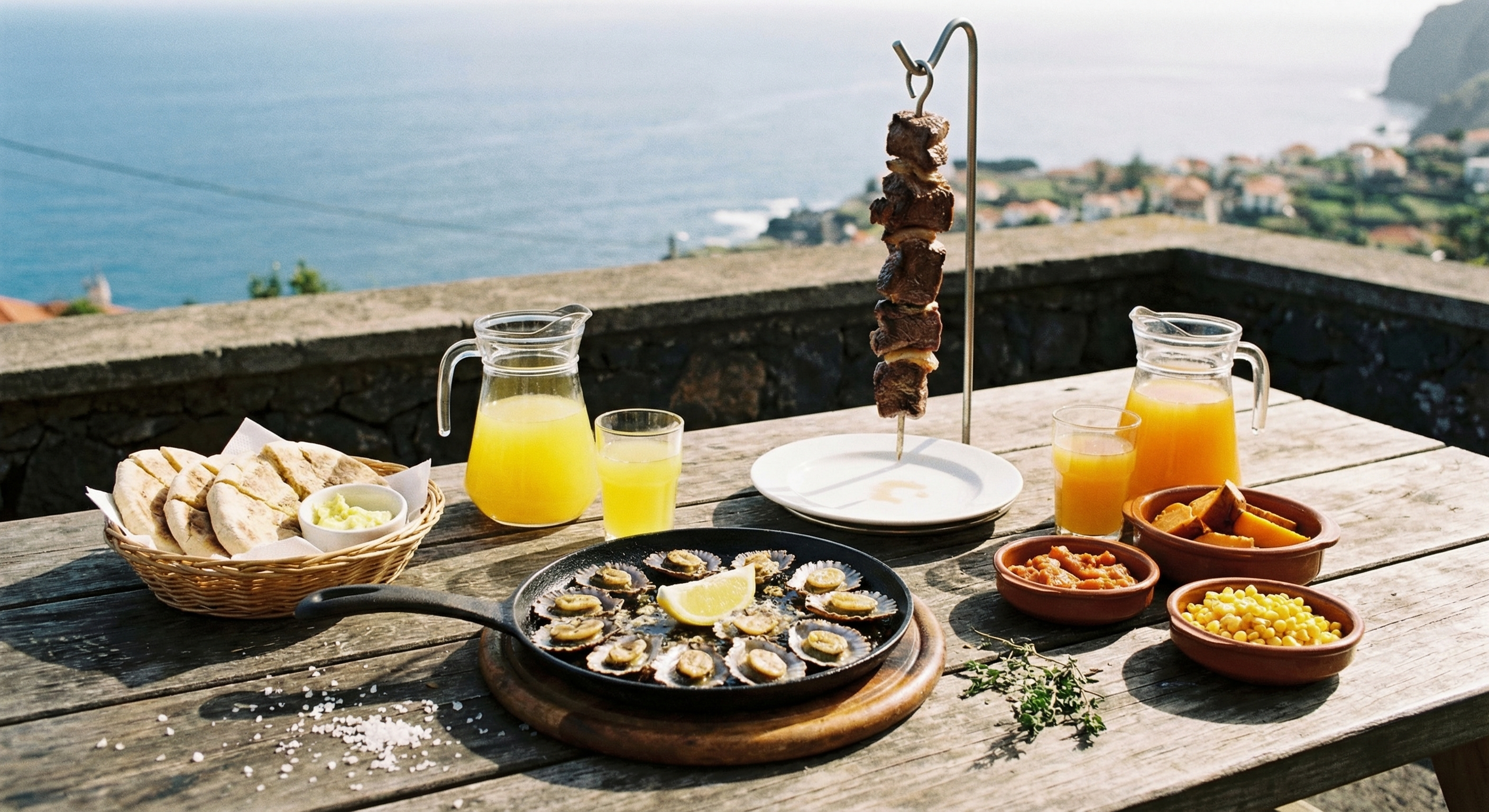 Traditional Madeiran food spread